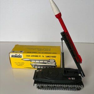 1962 Vintage Solido Char Amphibie PT.76 Lance Fusee Soviet Army Die Cast Toy.